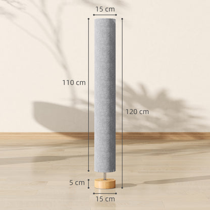 LED Floor Lamp for Living Room, 120cm Modern Standing Lamp with 3000K/4500K/6500K Colour Temperatures, Linen Shade and Wooden Base, Grey