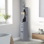 HOMCOM Tall Bathroom Cabinet, Freestanding Slim Bathroom Storage Cabinet with 2-Tier Open Shelf and 2 Drawers for Small Space, Narrow Cupboard Storage Unit, Grey