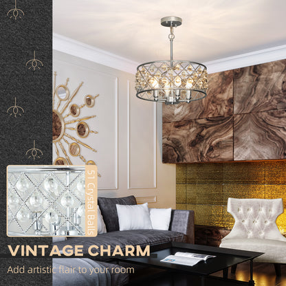 51 Crystallite Four-Bulb Chandelier - Silver-Tone