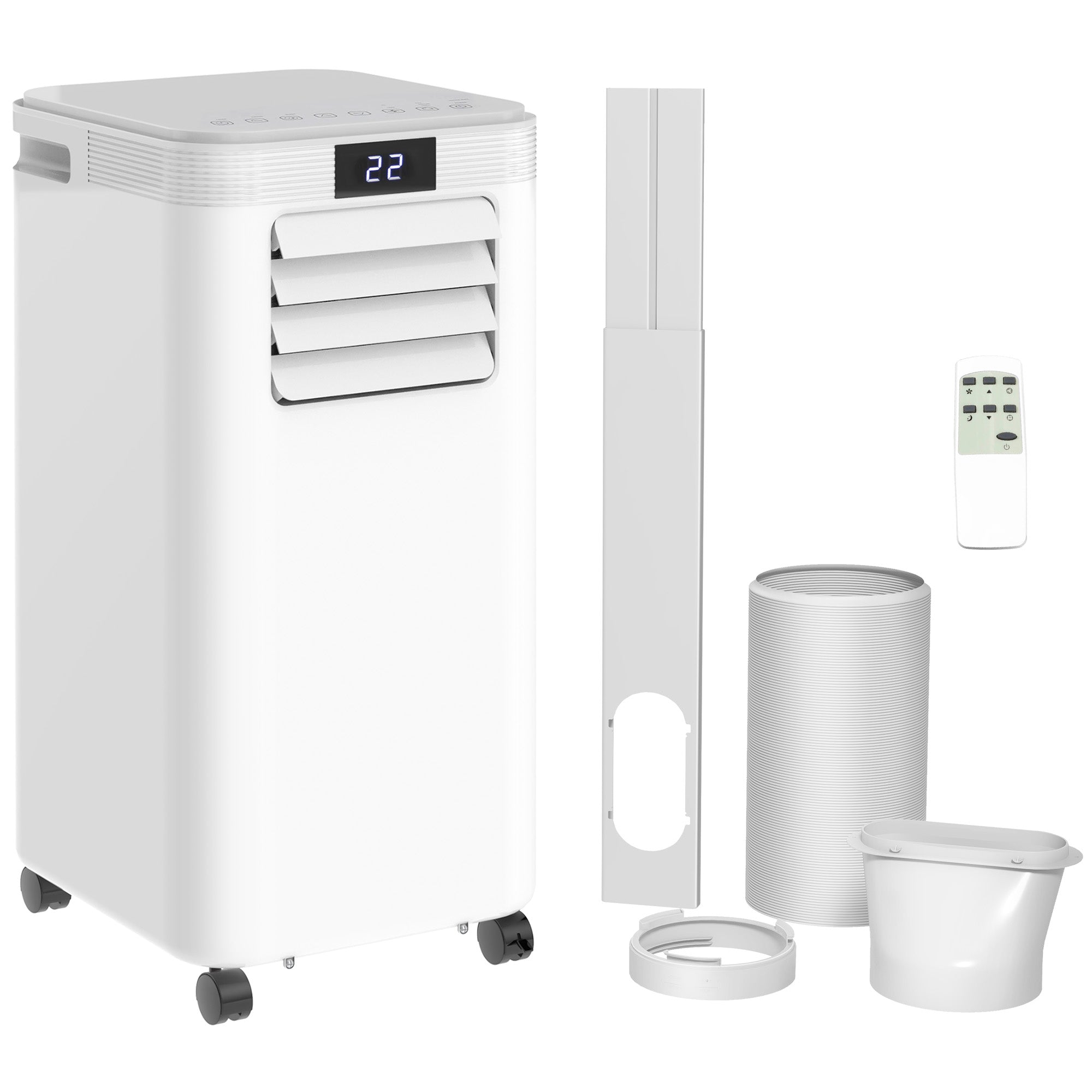 8000 BTU Air Conditioning Unit, 3-in-1 Portable Air Conditioner, Dehumidifier, Cooling Fan with Remote Control, Digital Display, 2 Speeds, 24H Timer, Window Venting Kit, 18m²