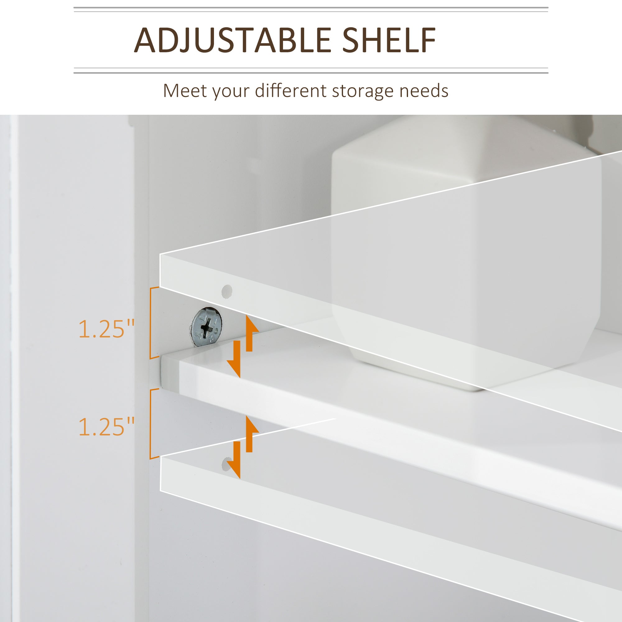 kleankin Under Sink Cabinet, Bathroom Sink Cabinet with 2 Doors, Pedestal Under Sink Design, Freestanding Bathroom Cupboard with Adjustable Shelf, White