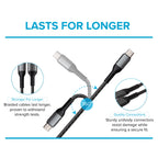 Maplin USB-C to USB-C 60W PD Braided Cable - Silver