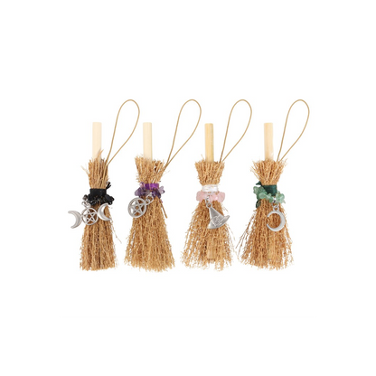 Pack of 12 Lucky Crystal Broomstick Car Charms