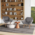 HOMCOM Accent Chair, Velvet Upholstered Vanity Tub Chair with Flared Armrests, Slanted Back, Solid Wood Legs, Comfy Padding Armchair, Home Bedroom Furniture Seating, Set of 2, Grey
