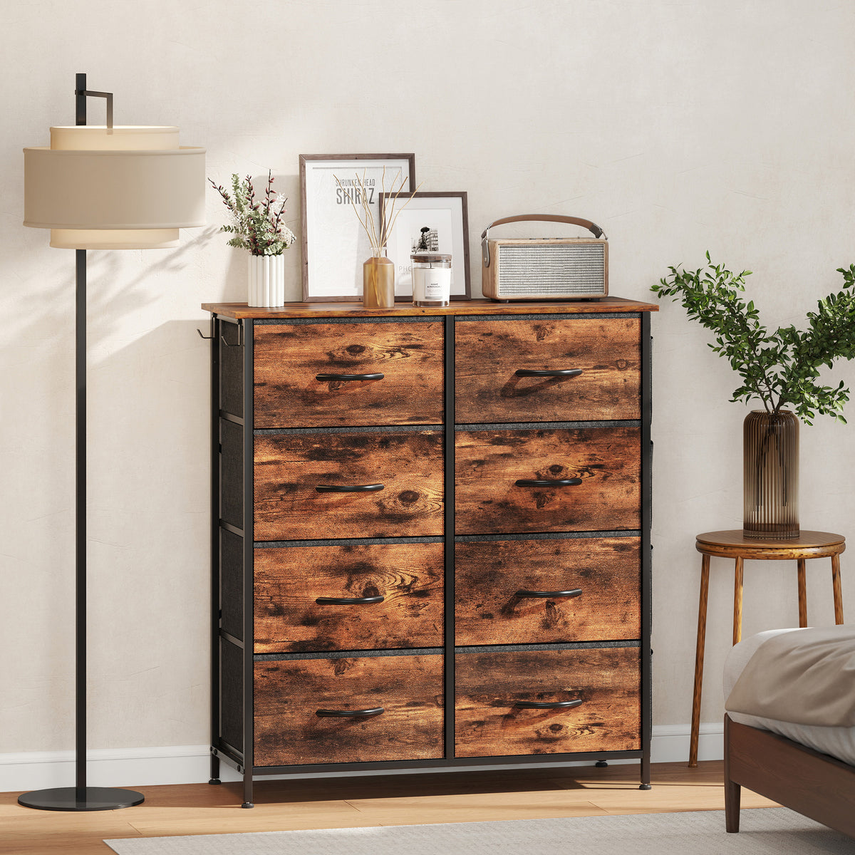Chest of Eight Fabric Drawers - Rustic Brown