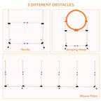 PawHut 3 Piece Pet Agility Training Equipment Dog Play Run Jump Obedience Training Set Adjustable (Pole + Hoop + Hurdle)