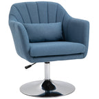 HOMCOM Swivel Accent Chair, Linen Fabric Tub Vanity Chair, Modern Armchair with Adjustable Height and Lumbar Support for Living Room Bedroom Salon Make up Room Dressing Table, Blue