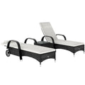 2 Seater Rattan Sun Lounger Set with Side Table Black