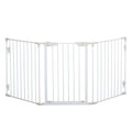 PawHut Pet Safety Gate, 3 Panels Playpen Fireplace, Foldable Metal Fence, Stair Barrier, Room Divider, Fire Guard w/ Automatic Closing Door, White