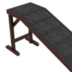 PawHut Pet Ramp for Dogs with Non-Slip Carpet and Top Platform - Brown & Grey