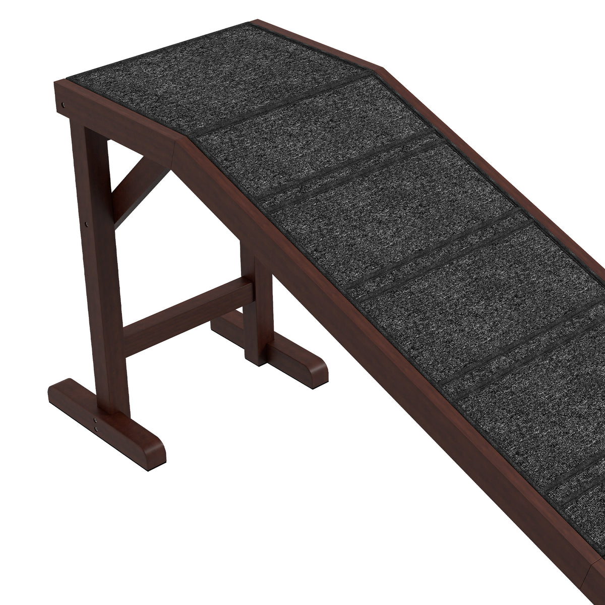 PawHut Pet Ramp for Dogs with Non-Slip Carpet and Top Platform - Brown & Grey