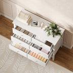 HOMCOM Fluted Dresser, 6 Drawer Chest of Drawers for Bedroom, Living Room, Hallway, Closet, White