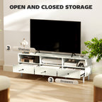 Multi-Storage Minimal TV Stand - Cream White