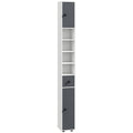 kleankin 180cm Slim Bathroom Cabinet, with Drawer, Shelves and Cupboards - Grey