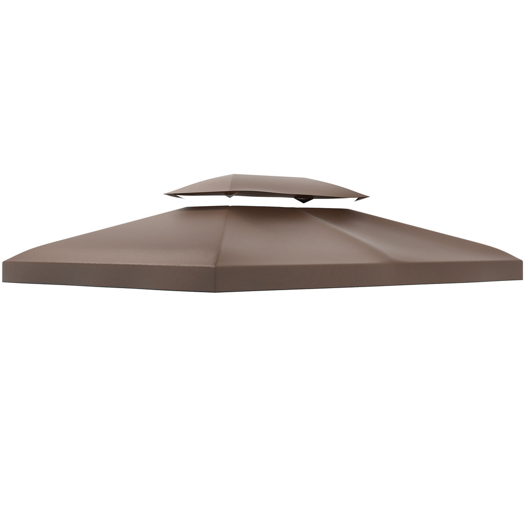 Outsunny 3x4m Gazebo Replacement Roof Canopy 2 Tier Top UV Cover Garden Patio Outdoor Sun Awning Shelters, Brown  (TOP COVER ONLY)
