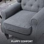HOMCOM Wingback Accent Chair, Retro Upholstered Button Tufted Occasional Chair for Living Room and Bedroom, Grey