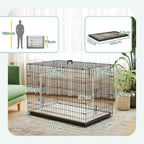 PawHut Foldable Dog Crate with 2 Doors with Tray, Soft Cushion, for Extra and Large Dogs, 106 x 71.5 x 76 cm, Black