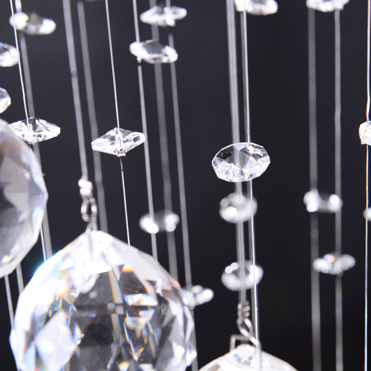 Modern Crystal Chandelier Ceiling Light Pendant Lamp Chrome Finish Glass Droplets New, for Living Room, Bedroom, Hallway, ?30 x 120cm
