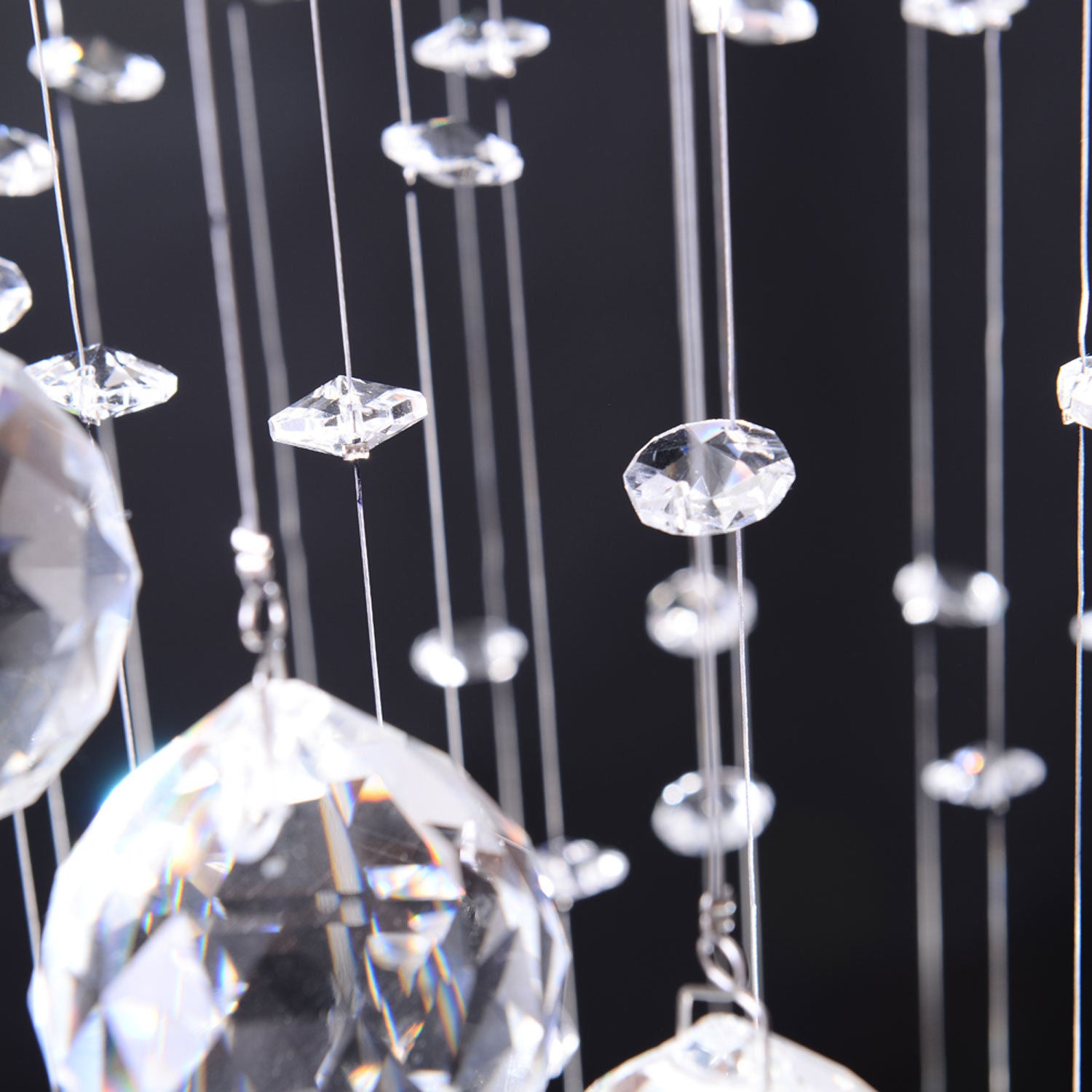 Modern Crystal Chandelier Ceiling Light Pendant Lamp Chrome Finish Glass Droplets New, for Living Room, Bedroom, Hallway, ?30 x 120cm