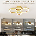 4-Ring LED Ceiling Light, Flush Mount Ceiling Light with 3 Colour Temperatures, Gold Tone