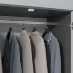 Modern Clothes Storage Cupboard Unit, 3 Drawer 2 Door Wardrobe with Hanging Rod, Grey
