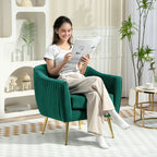 HOMCOM Velvet-Feel Shell Back Accent Chair - Green