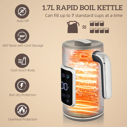 Touch Screen Kettle and Toaster Set - Grey