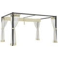 Outsunny 3 x 4m Aluminium Frame Pergola, with Retractable Roof - Khaki