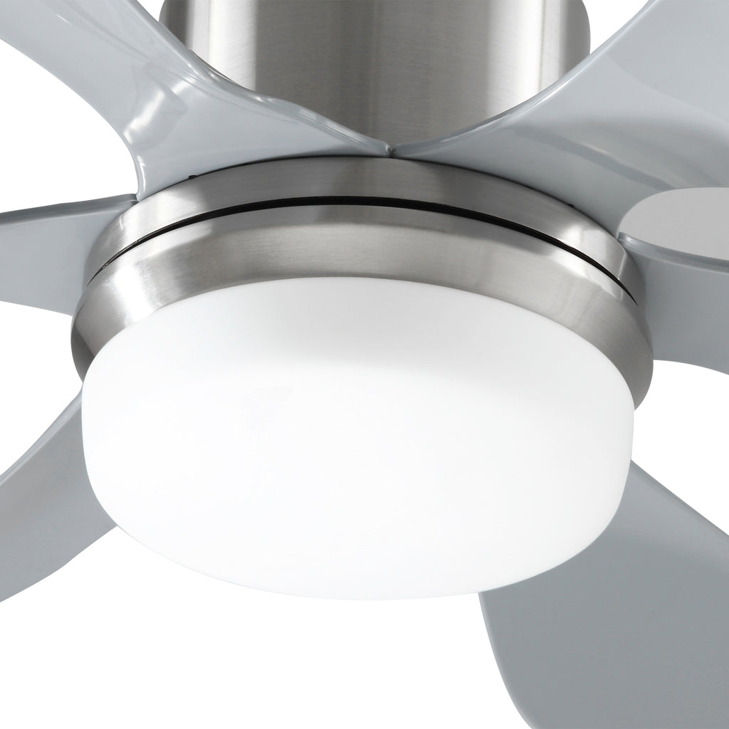 Set of 2 Reversible Ceiling Fan with Light, 6 Blades Indoor Modern Mount LED Lighting Fan with Remote Controller, for Bedroom, Living Room, Silver