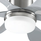 Set of 2 Reversible Ceiling Fan with Light, 6 Blades Indoor Modern Mount LED Lighting Fan with Remote Controller, for Bedroom, Living Room, Silver