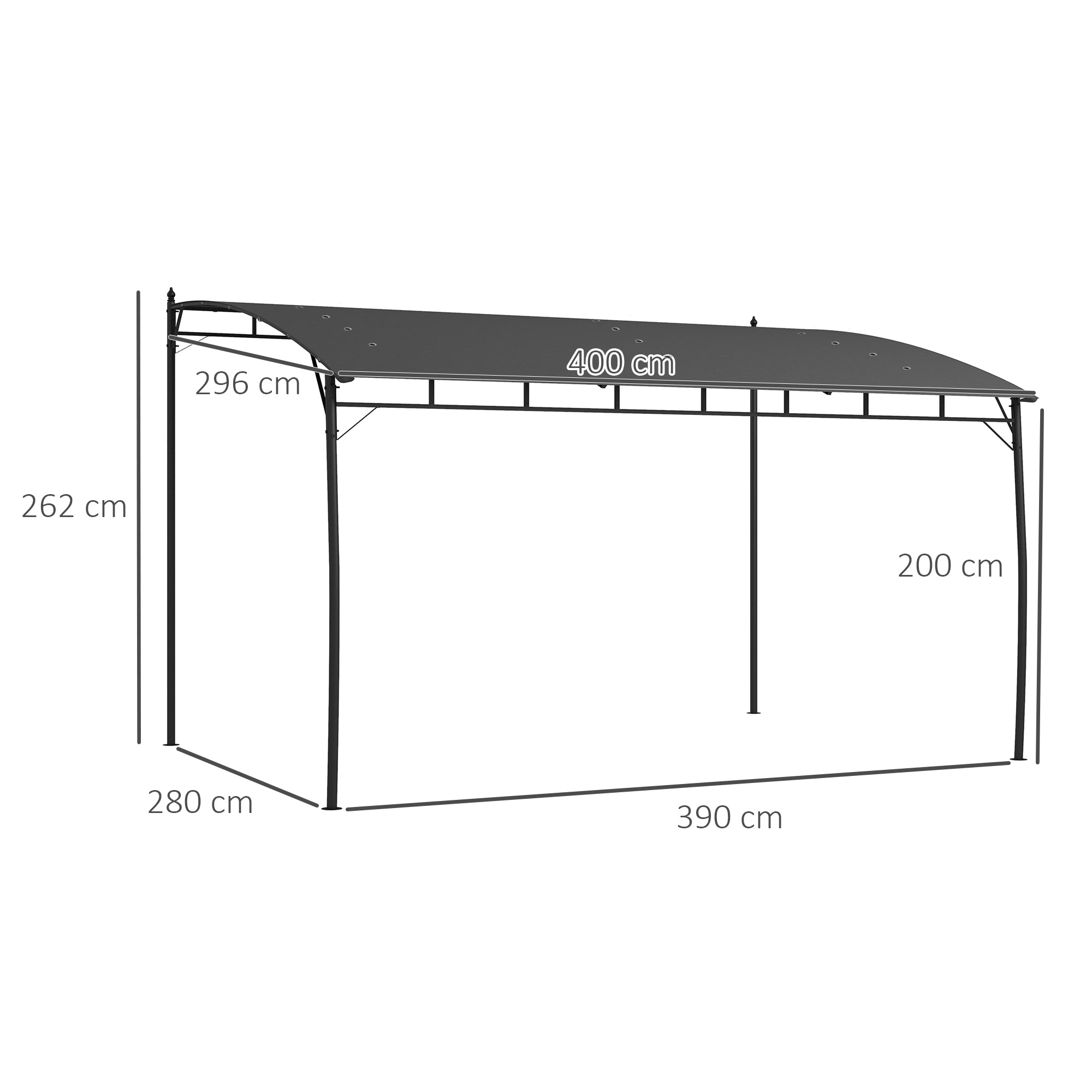 Outsunny 3 x 4m Metal Frame Pergola - Grey