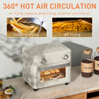 10L Air Fryer Oven, Mini Oven, Oil Free Cooking, Grill, Roast, Bake, with Adjustable Temperature, Timer, Dishwasher Safe, 1000W, Cream White