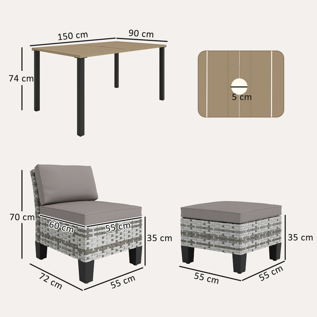 Outsunny Seven-Piece Rattan Dining Set - Grey