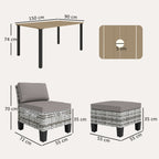 Outsunny Seven-Piece Rattan Dining Set - Grey