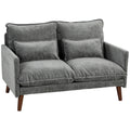 HOMCOM 2 Seater Sofa, Loveseat Sofa with Spring Cushions, Wide and Deep Seat, Wood Legs, Grey
