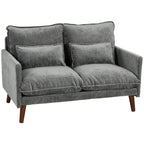 HOMCOM 2 Seater Sofa, Loveseat Sofa with Spring Cushions, Wide and Deep Seat, Wood Legs, Grey