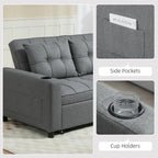 HOMCOM 2 Seater Sofa Bed Pull-Out Sofa Bed for Small Space - Charcoal Grey