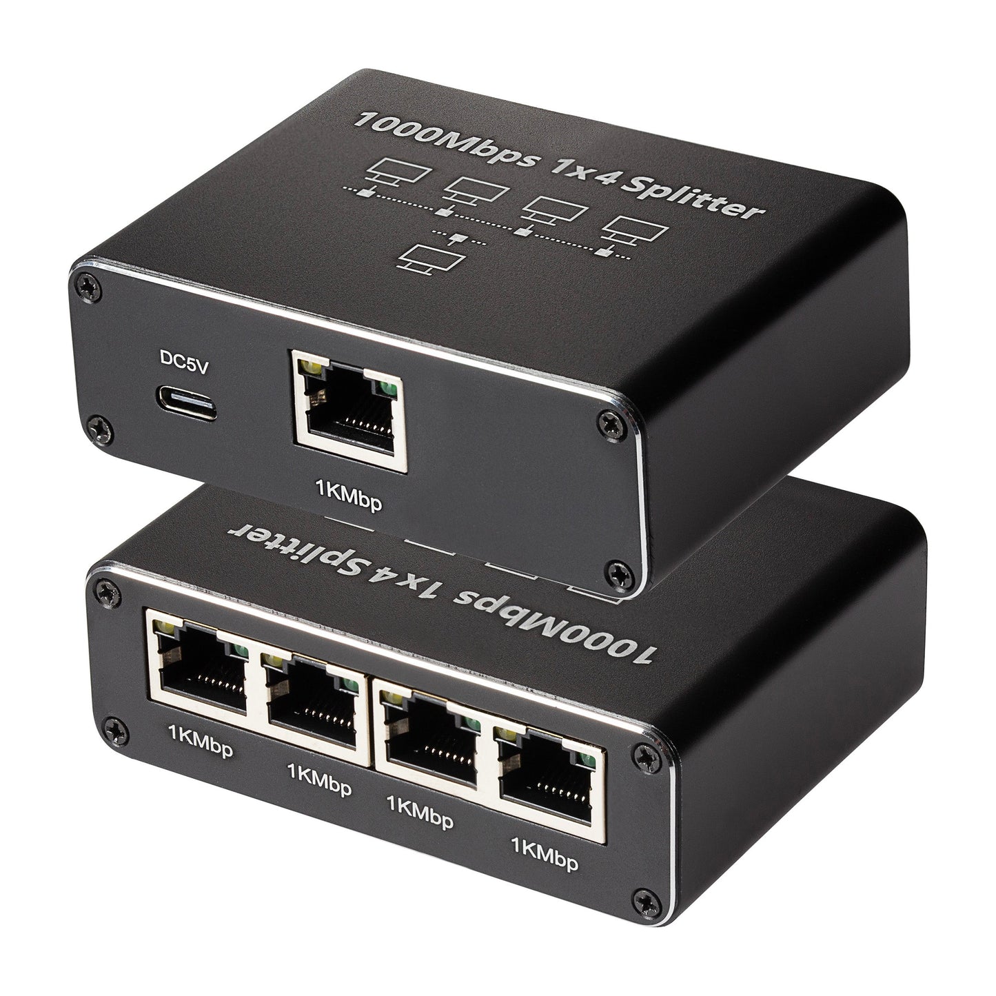 Maplin RJ45 1 Port In 4 Ports Out Ethernet LAN Splitter - Black