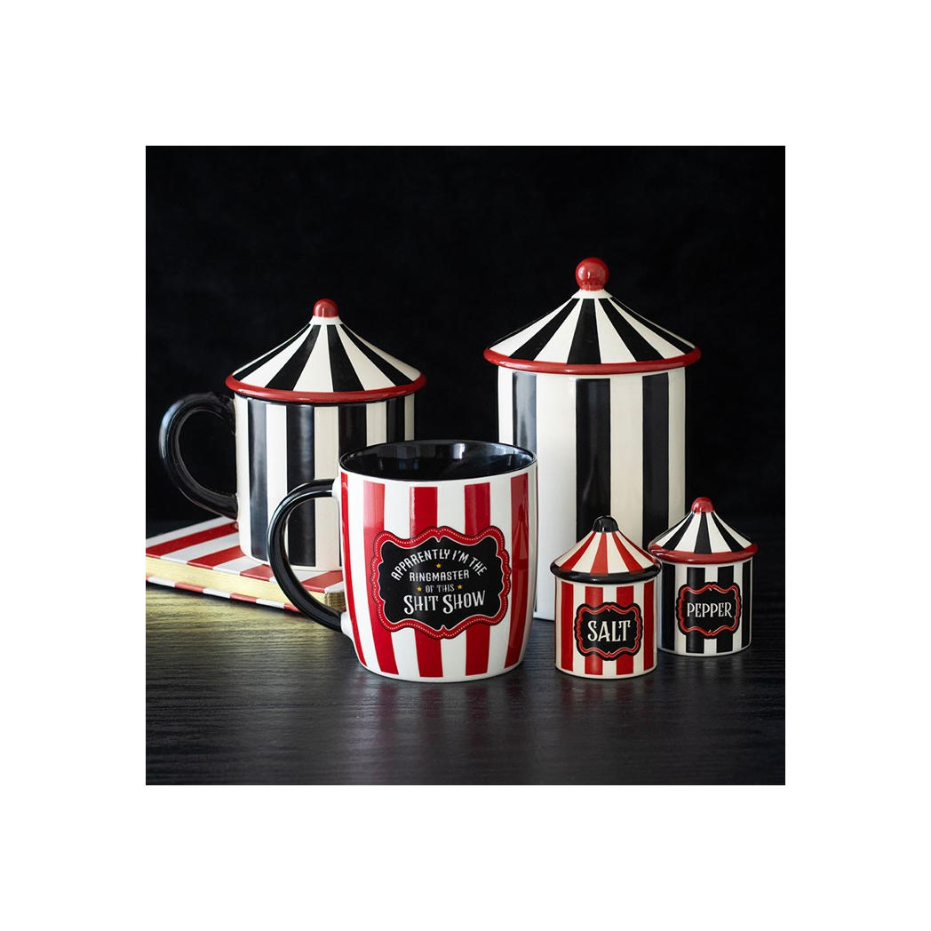 Black Striped Circus Tent Storage Jar