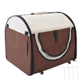 Pawhut Folding Fabric Soft Pet Crate, 46Lx36Wx41H cm - Brown