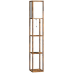 Floor Lamp with Shelves, 4 Layer Standing Lamp with USB Ports, 3 Colour Temperature, Rustic Brown