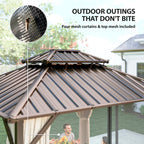 Outsunny 3x3.6 m Hardtop Gazebo Canopy with UPF50+ Double Galvanised Steel Roof, Brown