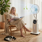 135cm Pedestal Fan with Water Mist Spray Humidifying Misting Fan, White