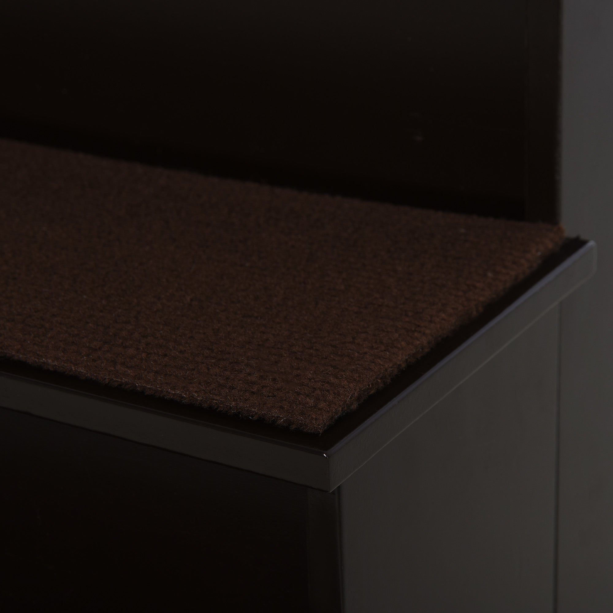 PawHut 4 Step Dog Steps for Bed, Wooden Dog Steps for Sofa, Pet Stairs for Bed Couch with Non-Slip Carpet for Cats and Puppies, 40 x 59 x 54.2 cm, Dark brown