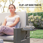 Outsunny Rattan Day Bed, with Footstool - Light Grey
