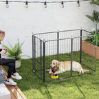 PawHut Six-Panel Dog Playpen with Door, for Large Dogs, Indoors, Outdoors, 100cm Tall, Black