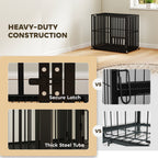 PawHut Heavy Duty Dog Crate, Dog Cage with Wheels for Small Medium Breeds, Metal Pet Kennel with Removable Tray
