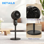 Air Circulator Fan Pedestal Cooling Fan with 3 Speed and Carry Handle, 9 Inch, Black
