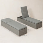 Outsunny Rattan Sun Lounger, Five-Position Reclining Garden Lounger Bed with Cushion, Light Grey