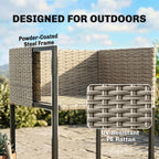 Outsunny 7 Piece Rattan Garden Furniture Set, Garden Dining Set with Wood-Plastic Table and 6 Stackable Chairs, Light Grey